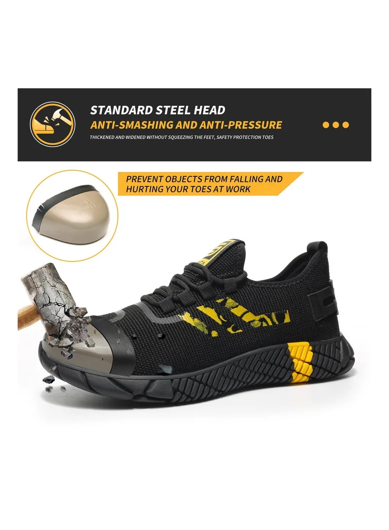 SLIMTA SLIMTA Safety Shoes for Men Women Non-Slip Steel Toe Cap Trainers with Mesh Breathable Lightweight Comfortable Puncture Proof Industrial Work Shoes